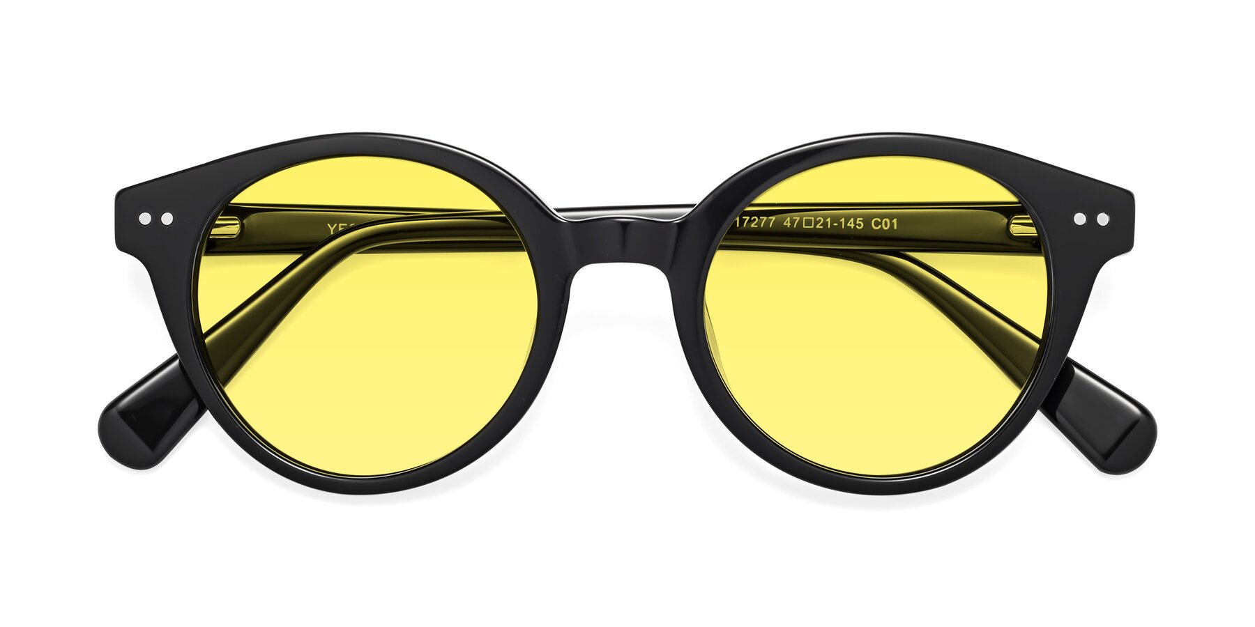 Folded Front of Bellion in Black with Medium Yellow Tinted Lenses