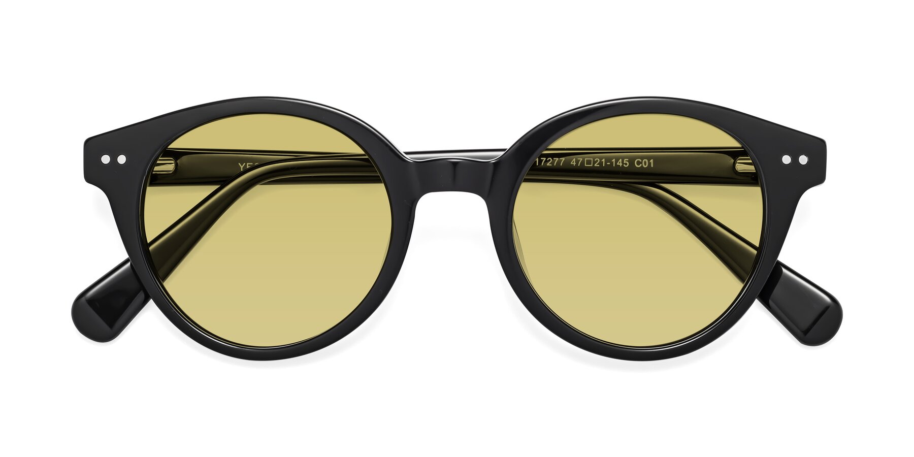 Folded Front of Bellion in Black with Medium Champagne Tinted Lenses