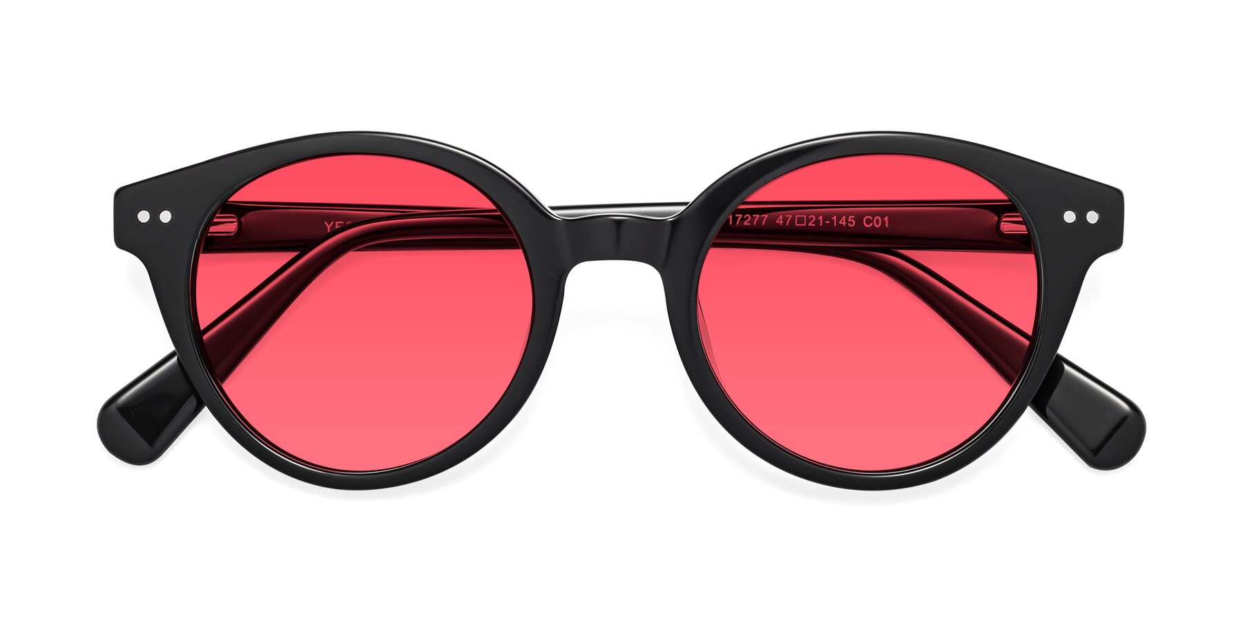 Folded Front of Bellion in Black with Red Tinted Lenses