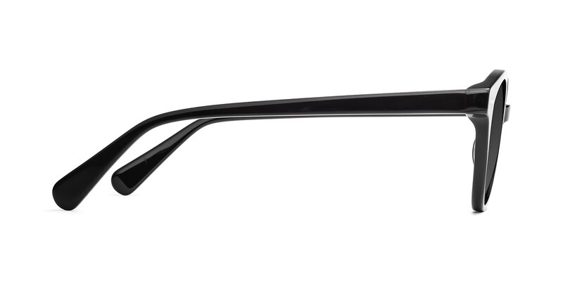 Black Narrow Horn-Rimmed Round Tinted Sunglasses with Gray Sunwear ...