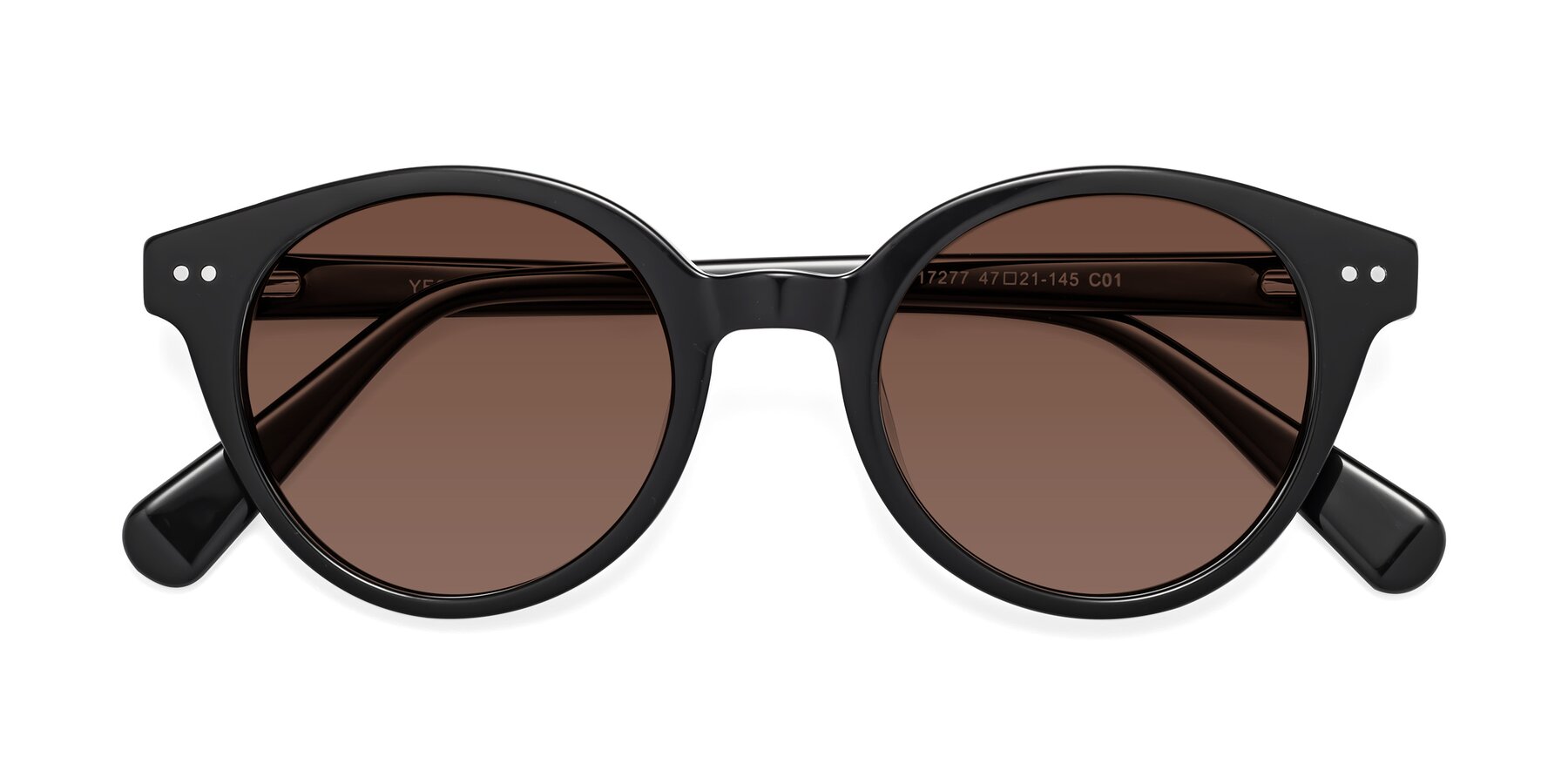 Folded Front of Bellion in Black with Brown Tinted Lenses