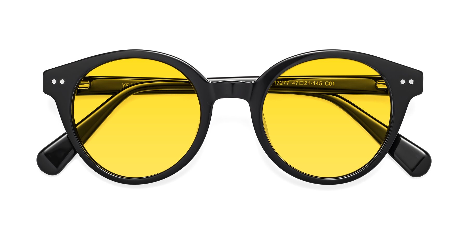 Folded Front of Bellion in Black with Yellow Tinted Lenses