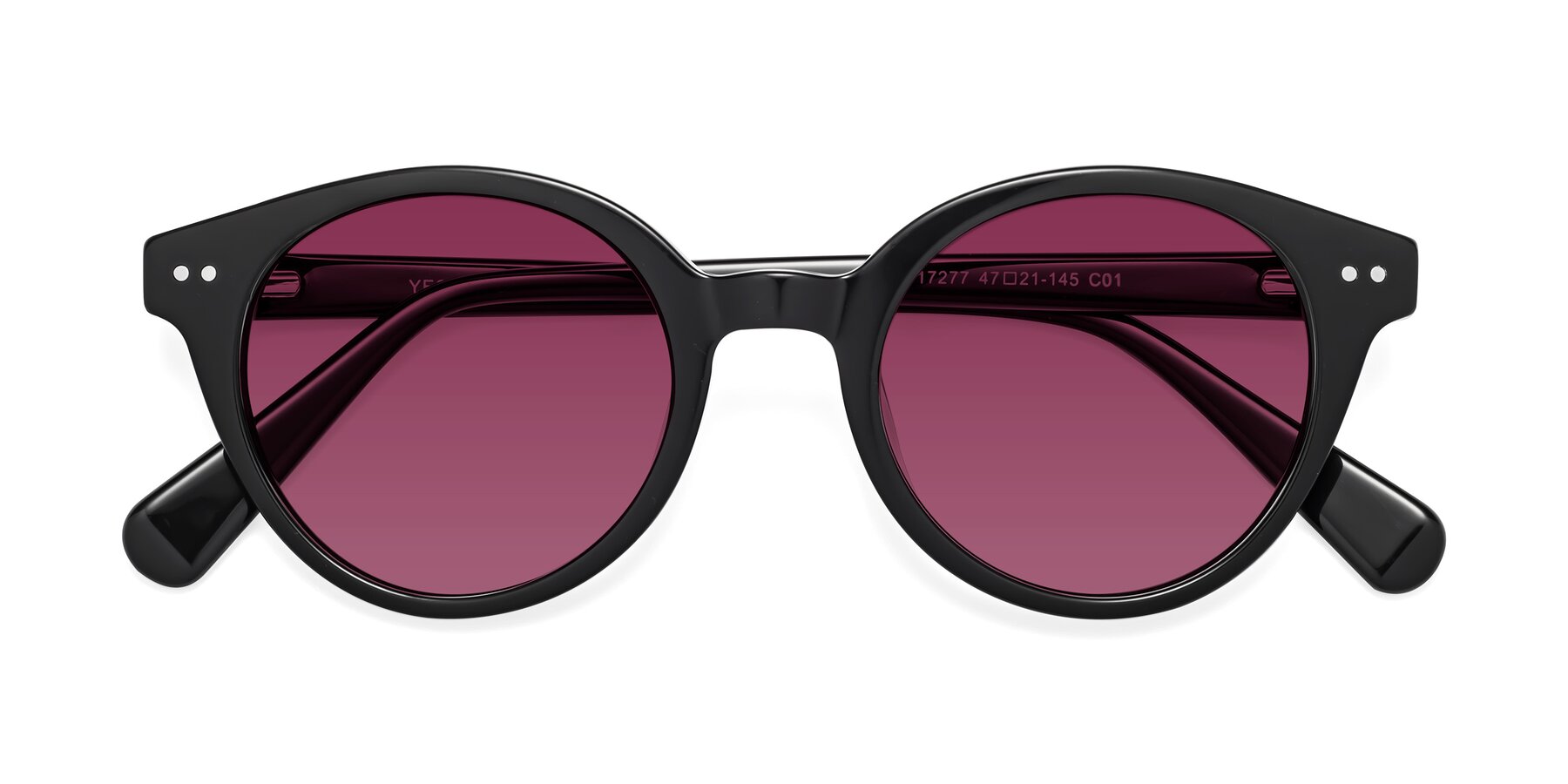 Folded Front of Bellion in Black with Wine Tinted Lenses
