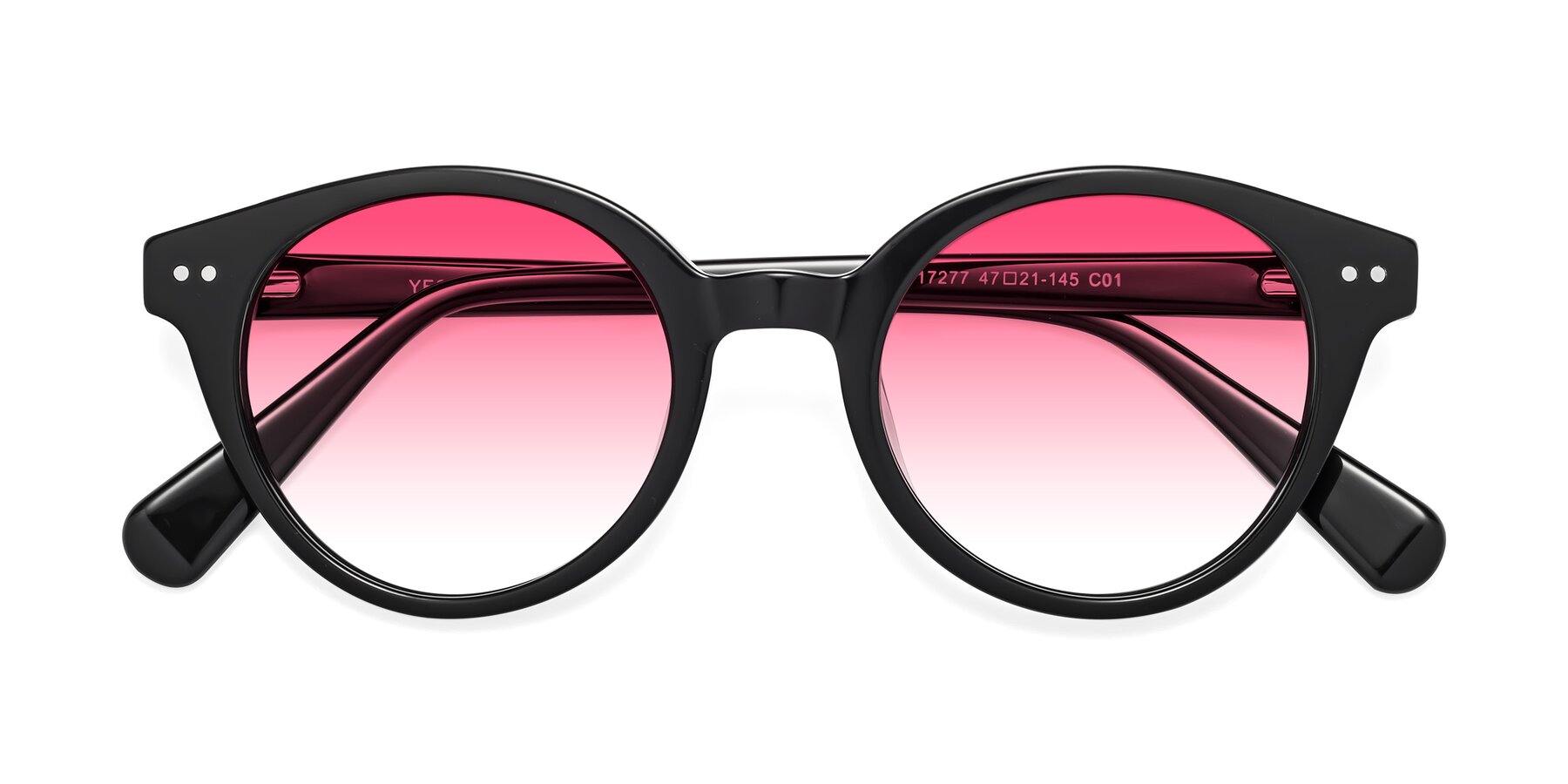 Folded Front of Bellion in Black with Pink Gradient Lenses