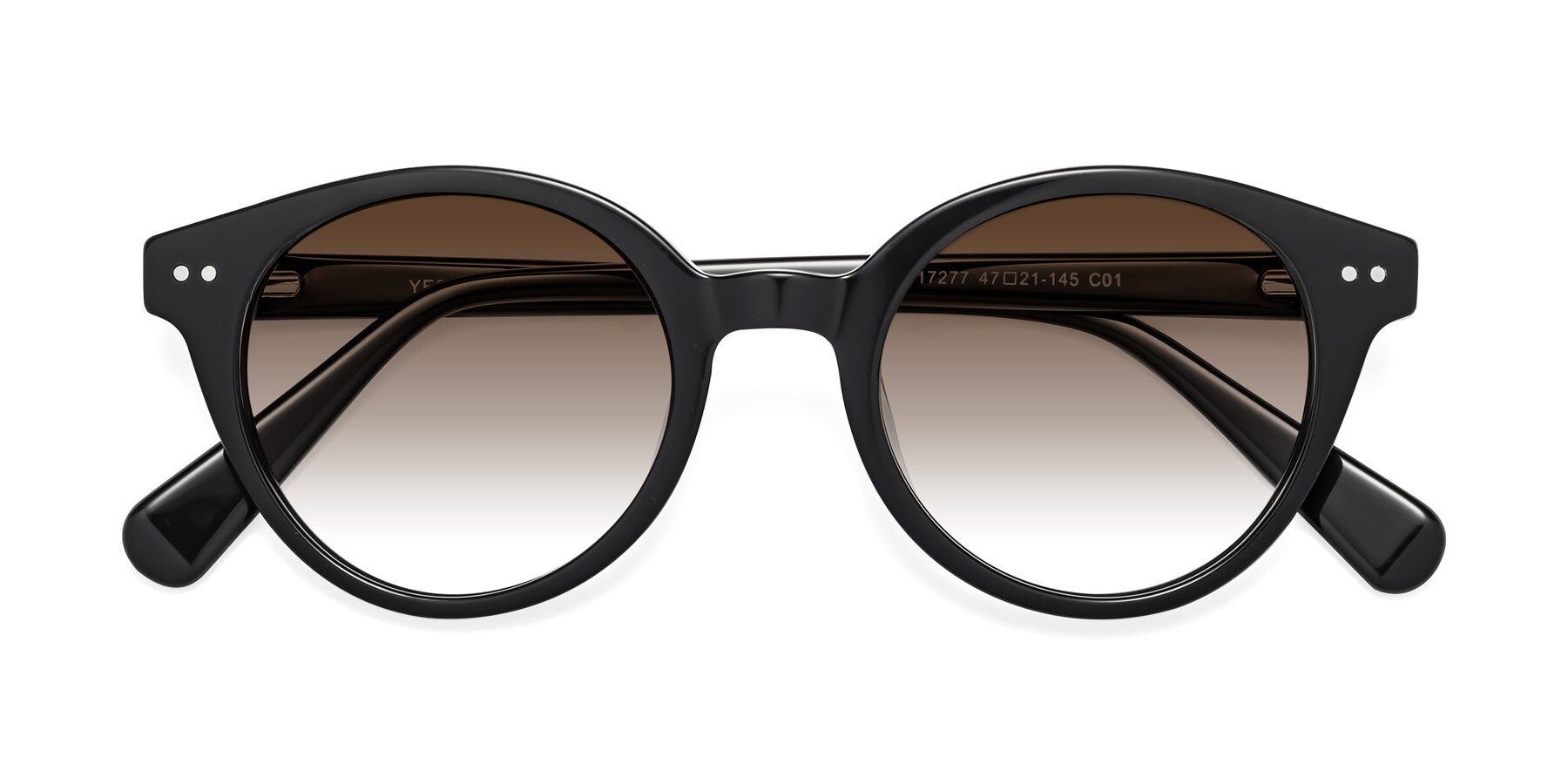 Folded Front of Bellion in Black with Brown Gradient Lenses
