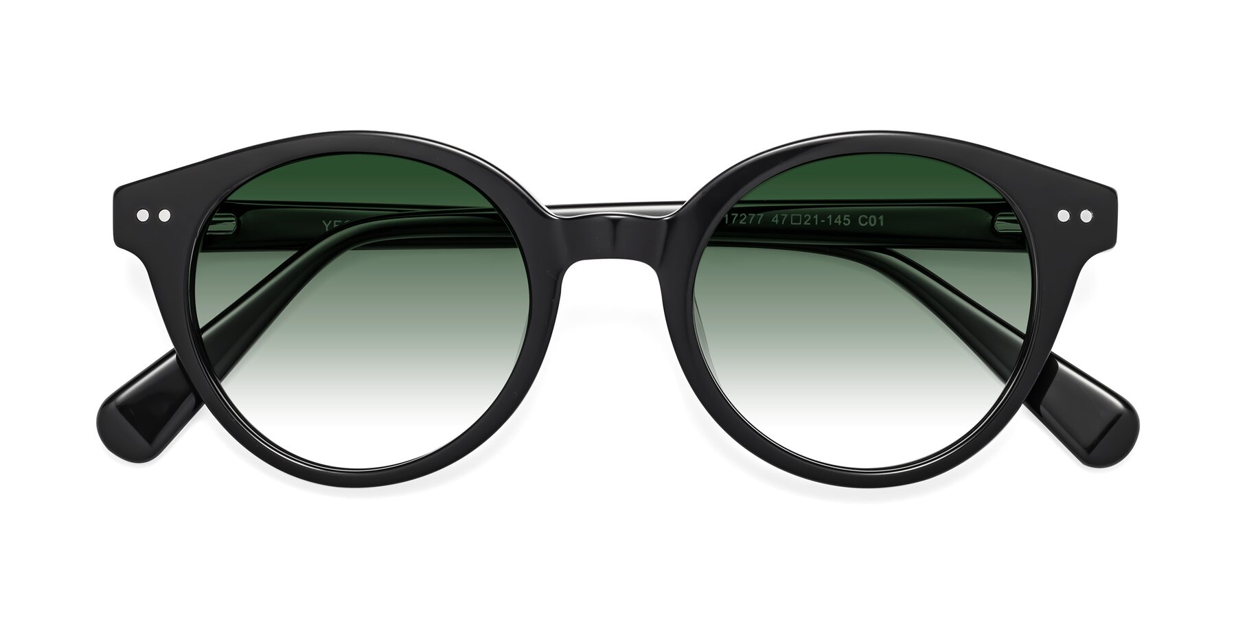 Folded Front of Bellion in Black with Green Gradient Lenses