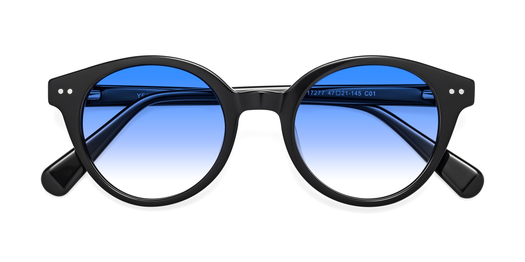 Folded Front of Bellion in Black with Blue Gradient Lenses