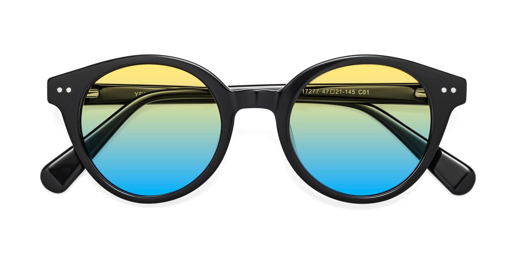 Folded Front of Bellion in Black with Yellow / Blue Gradient Lenses