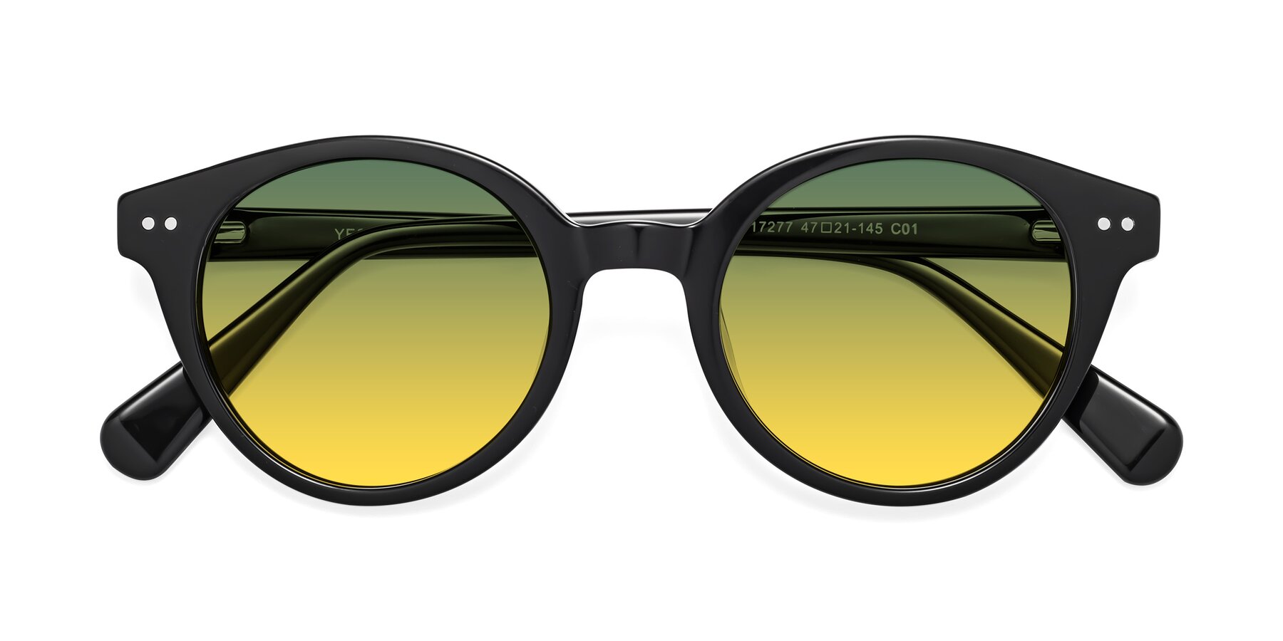 Folded Front of Bellion in Black with Green / Yellow Gradient Lenses