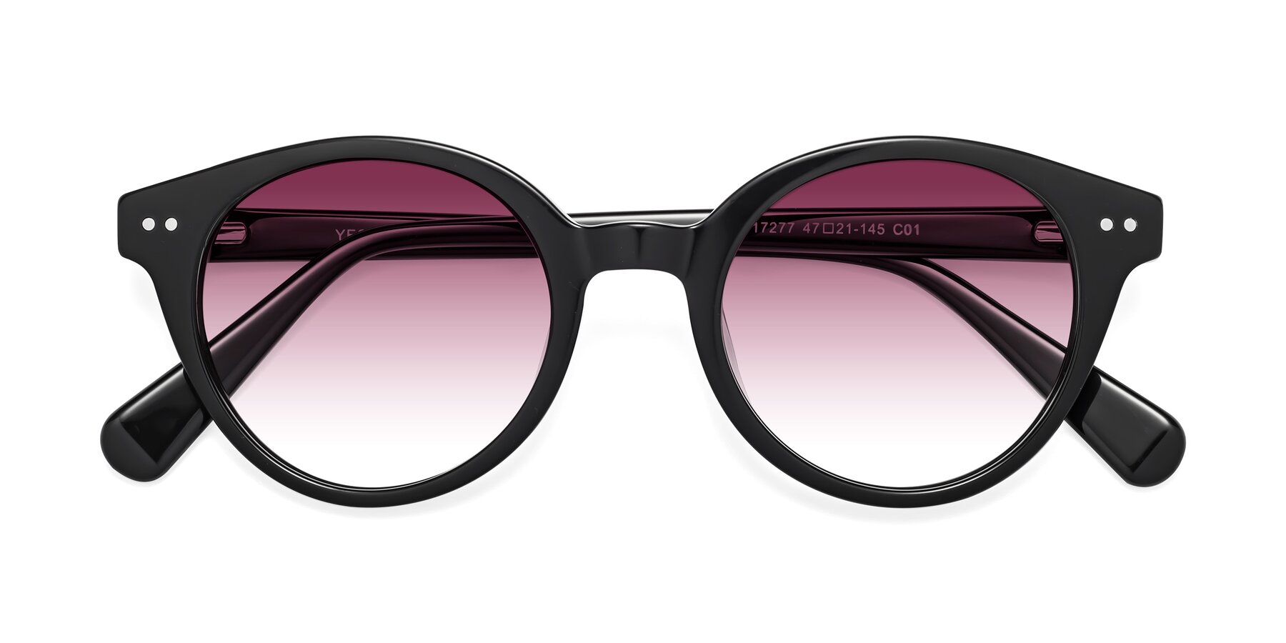 Folded Front of Bellion in Black with Wine Gradient Lenses