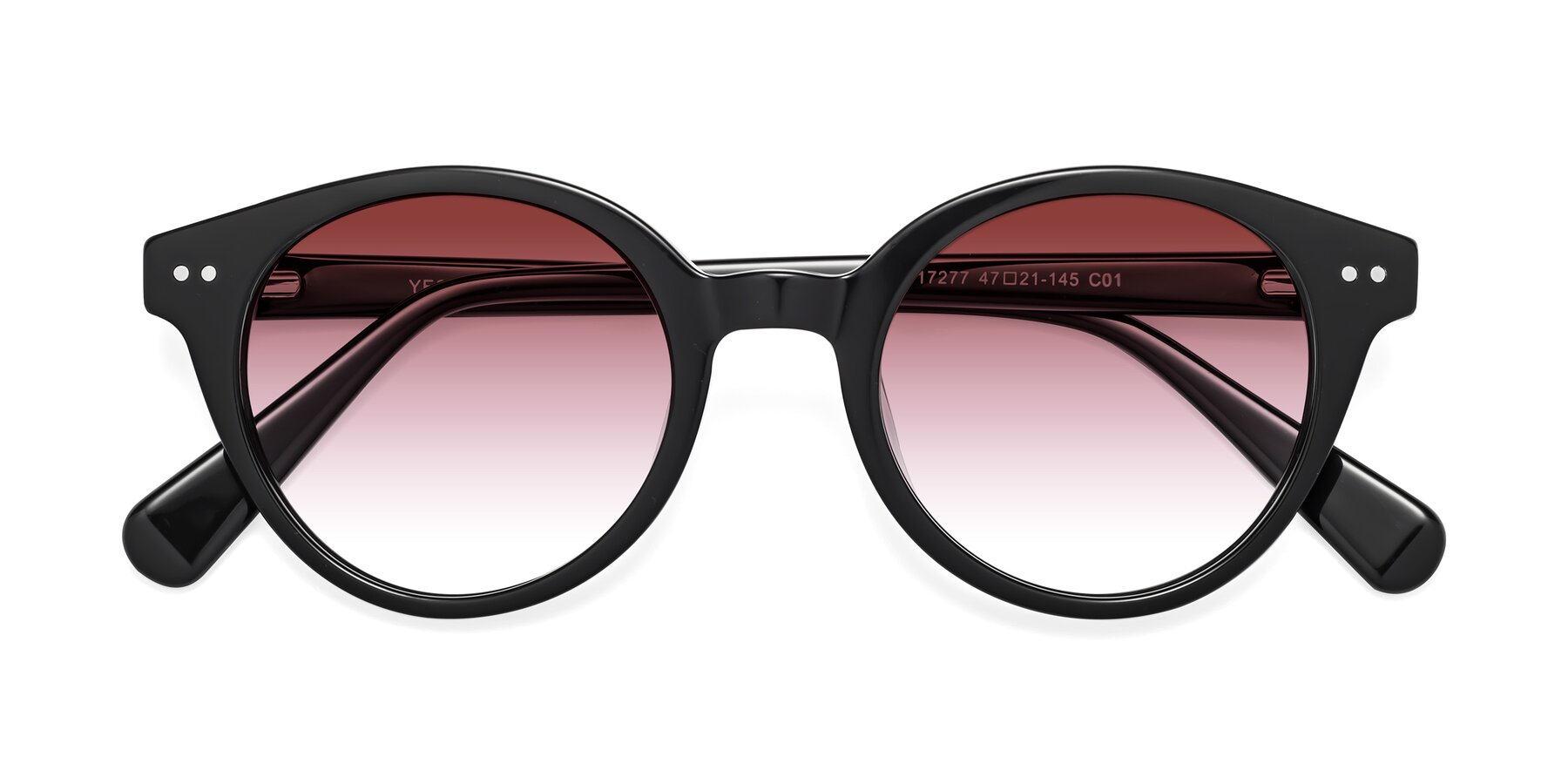 Folded Front of Bellion in Black with Garnet Gradient Lenses