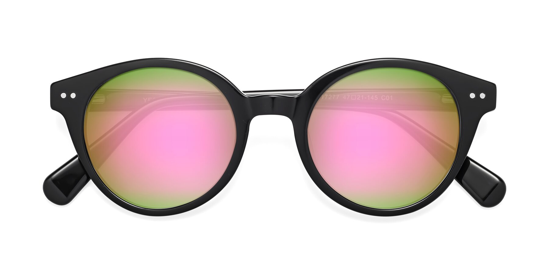 Folded Front of Bellion in Black with Pink Mirrored Lenses
