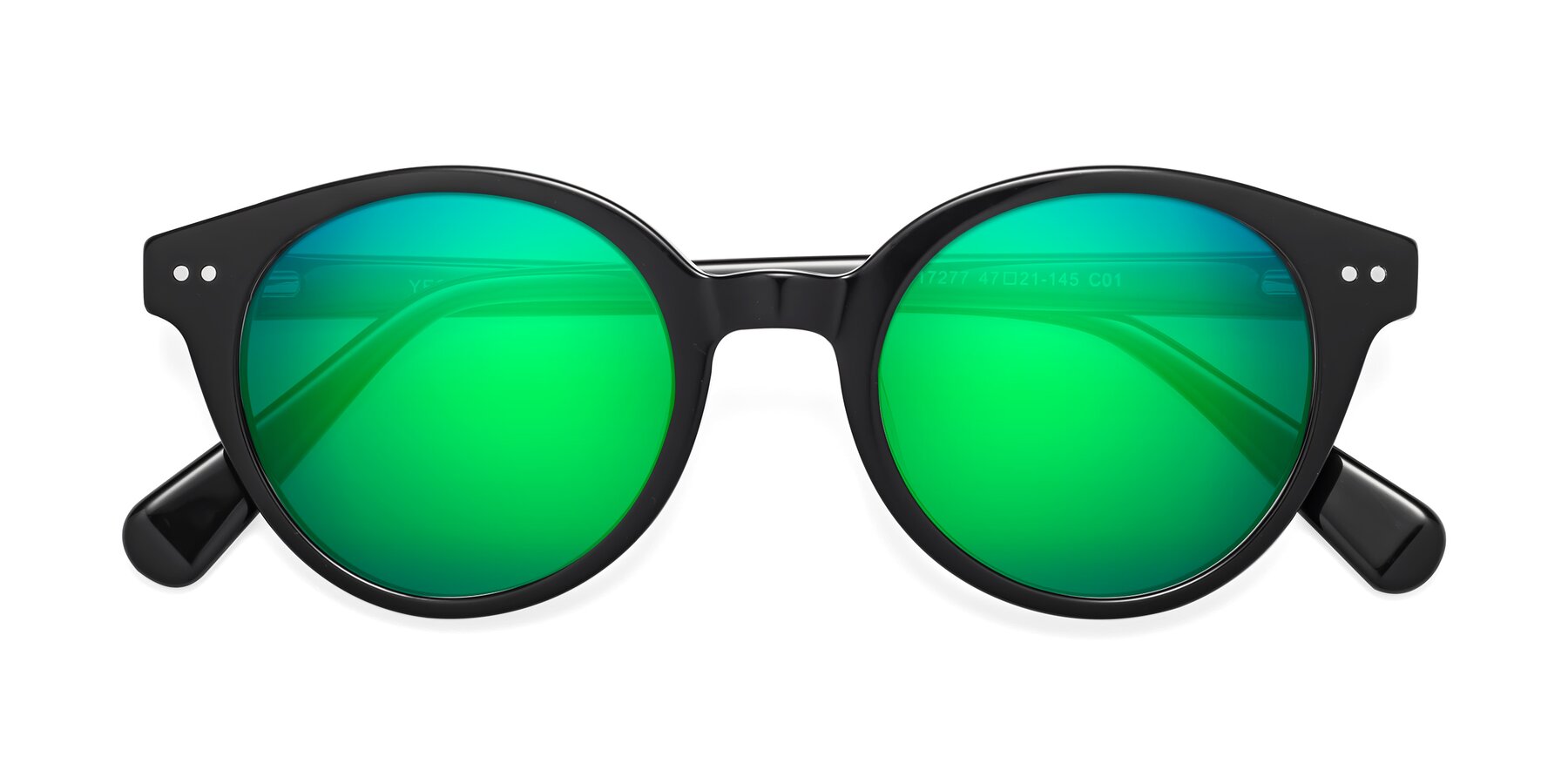 Folded Front of Bellion in Black with Green Mirrored Lenses