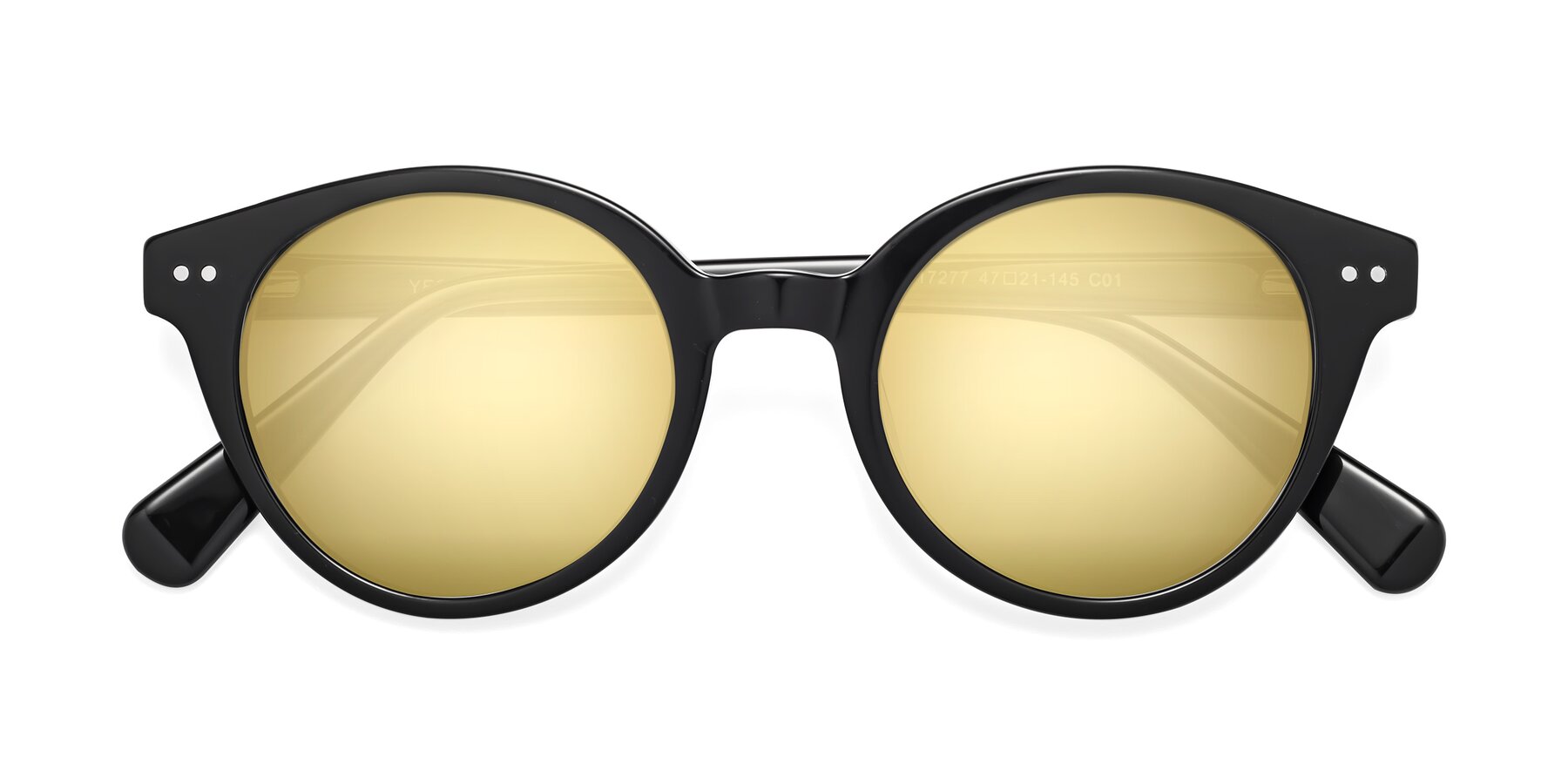 Folded Front of Bellion in Black with Gold Mirrored Lenses