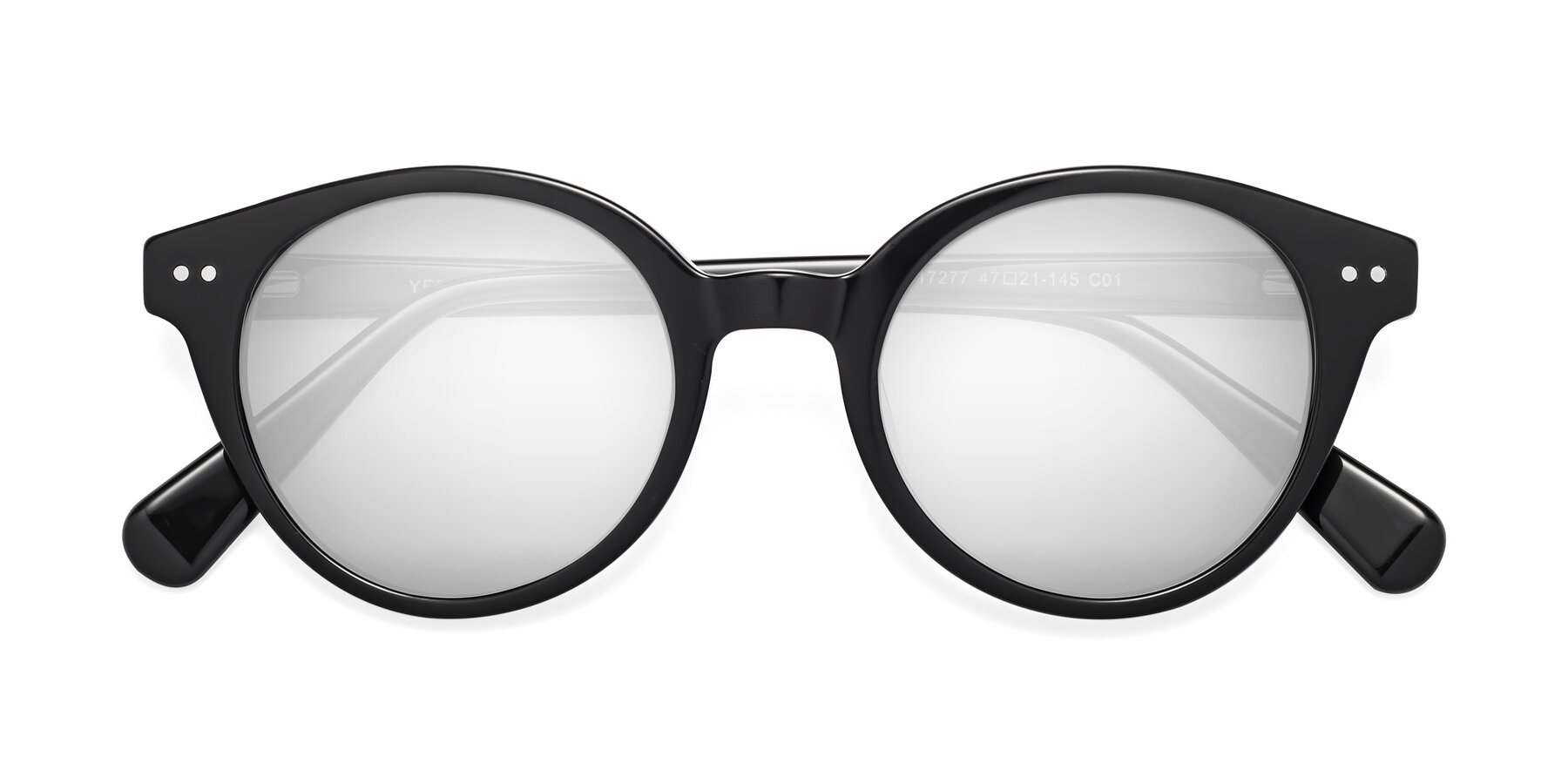 Folded Front of Bellion in Black with Silver Mirrored Lenses