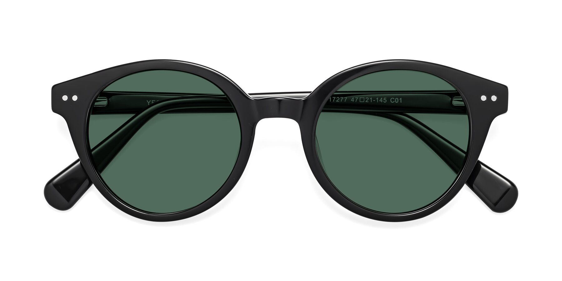 Folded Front of Bellion in Black with Green Polarized Lenses