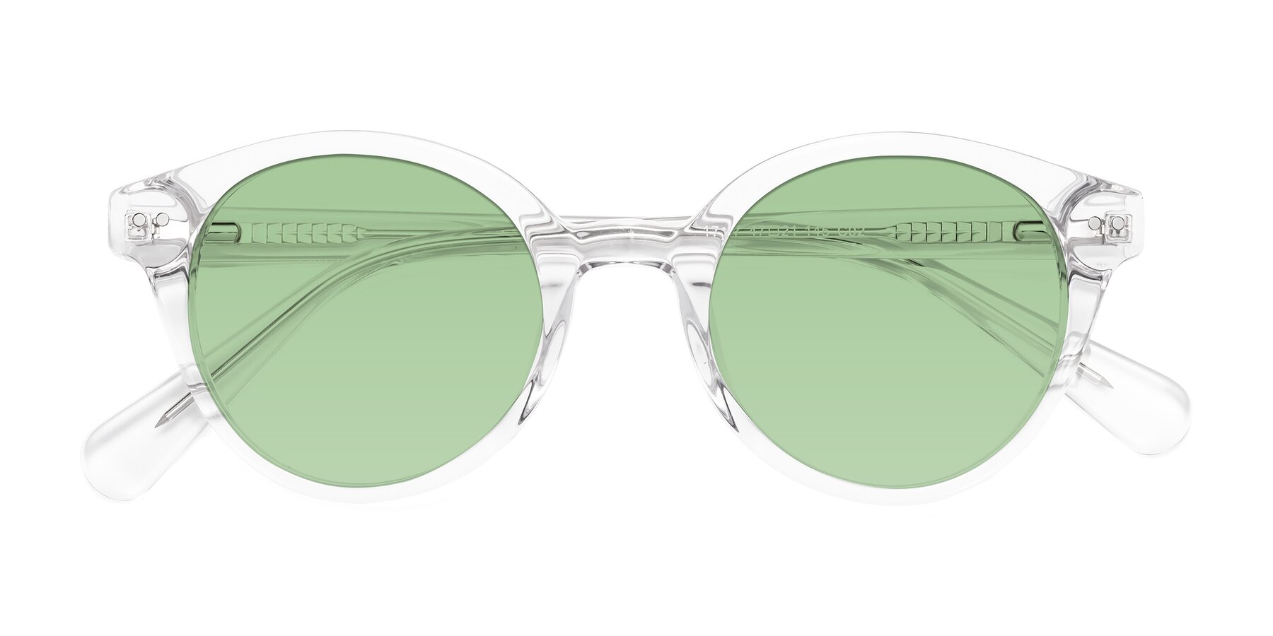 Folded Front of Bellion in Clear with Medium Green Tinted Lenses