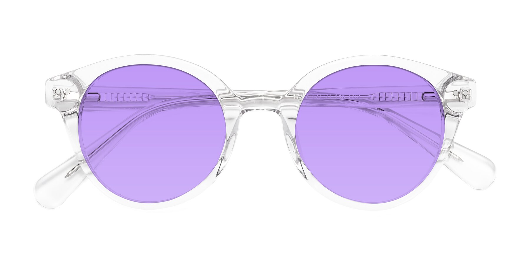 Folded Front of Bellion in Clear with Medium Purple Tinted Lenses