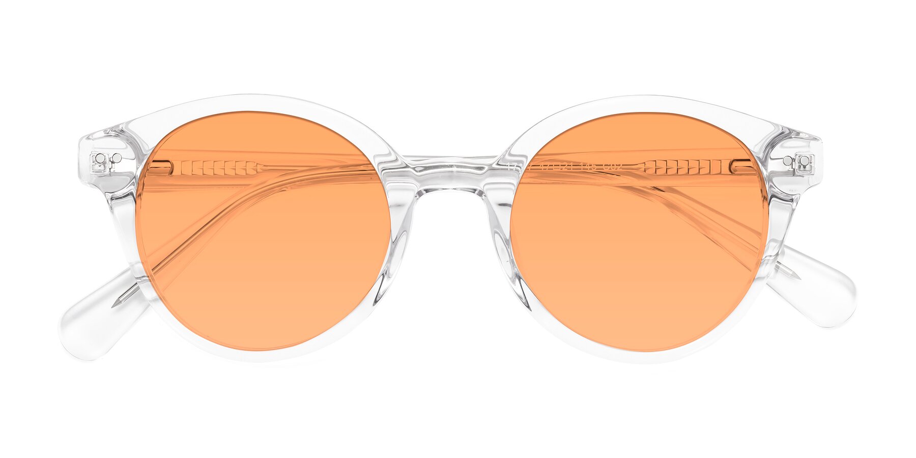 Folded Front of Bellion in Clear with Medium Orange Tinted Lenses