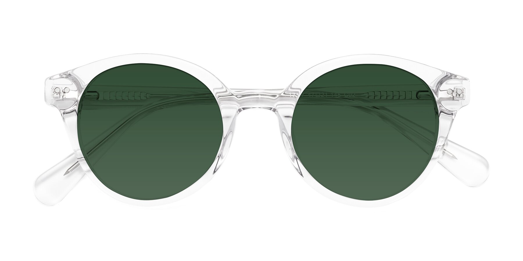 Folded Front of Bellion in Clear with Green Tinted Lenses