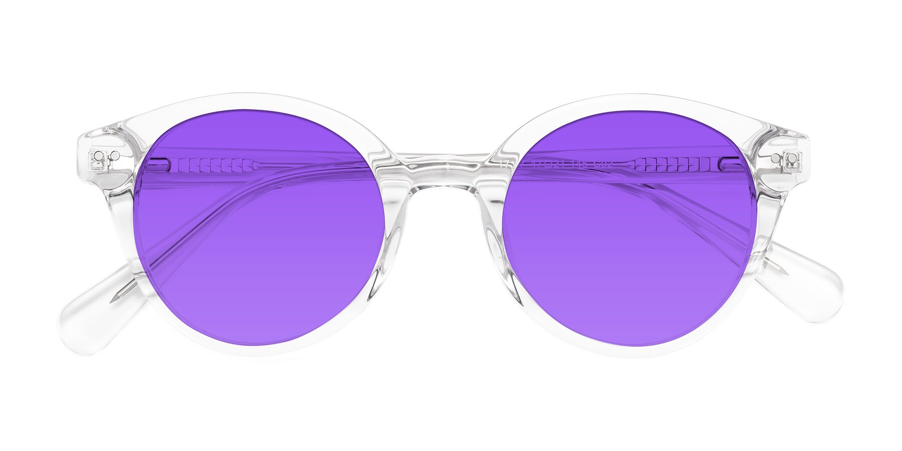 Folded Front of Bellion in Clear with Purple Tinted Lenses