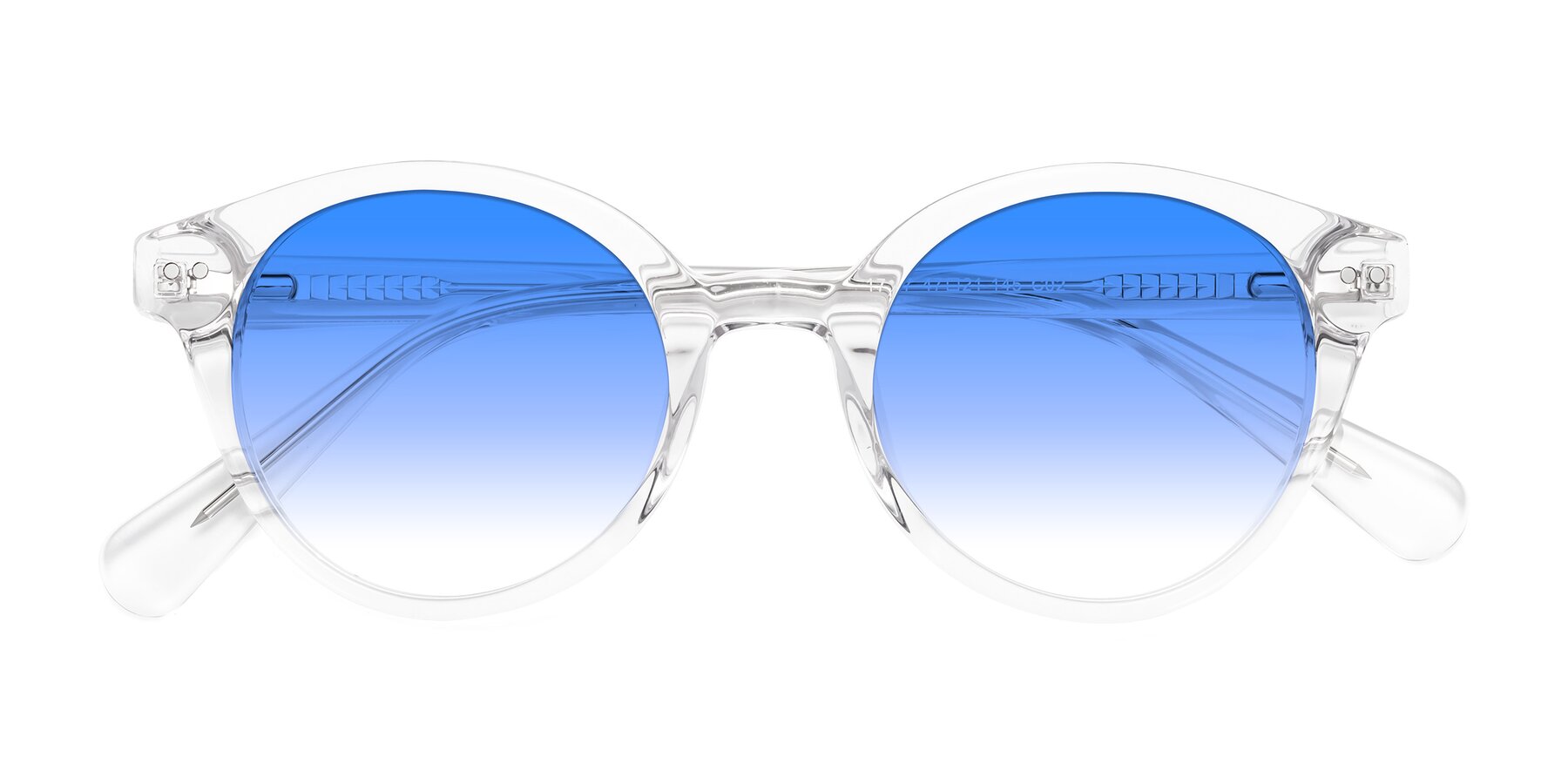 Folded Front of Bellion in Clear with Blue Gradient Lenses