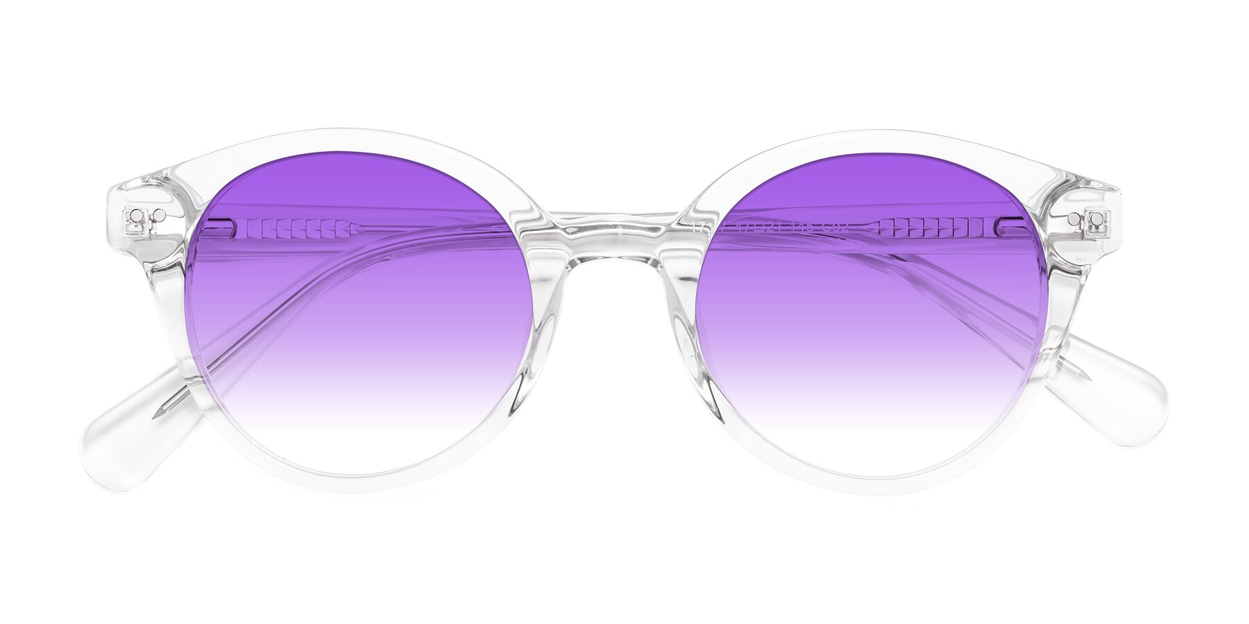 Folded Front of Bellion in Clear with Purple Gradient Lenses