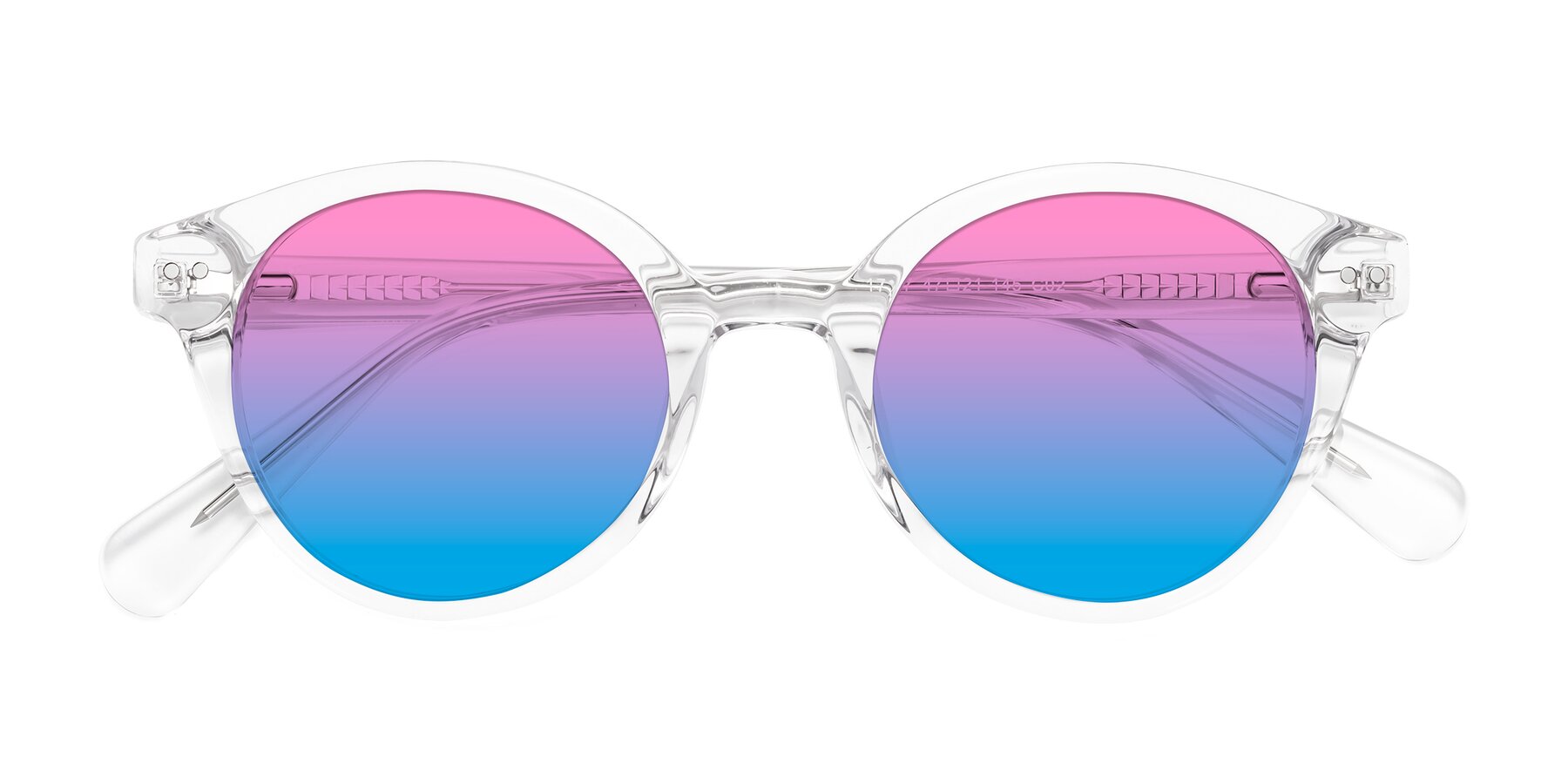 Folded Front of Bellion in Clear with Pink / Blue Gradient Lenses
