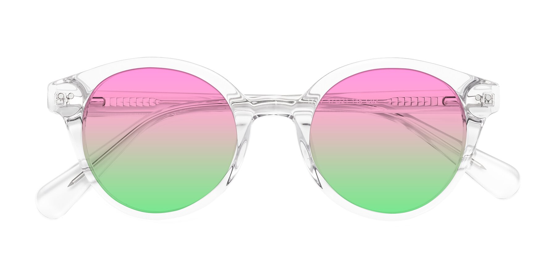 Folded Front of Bellion in Clear with Pink / Green Gradient Lenses