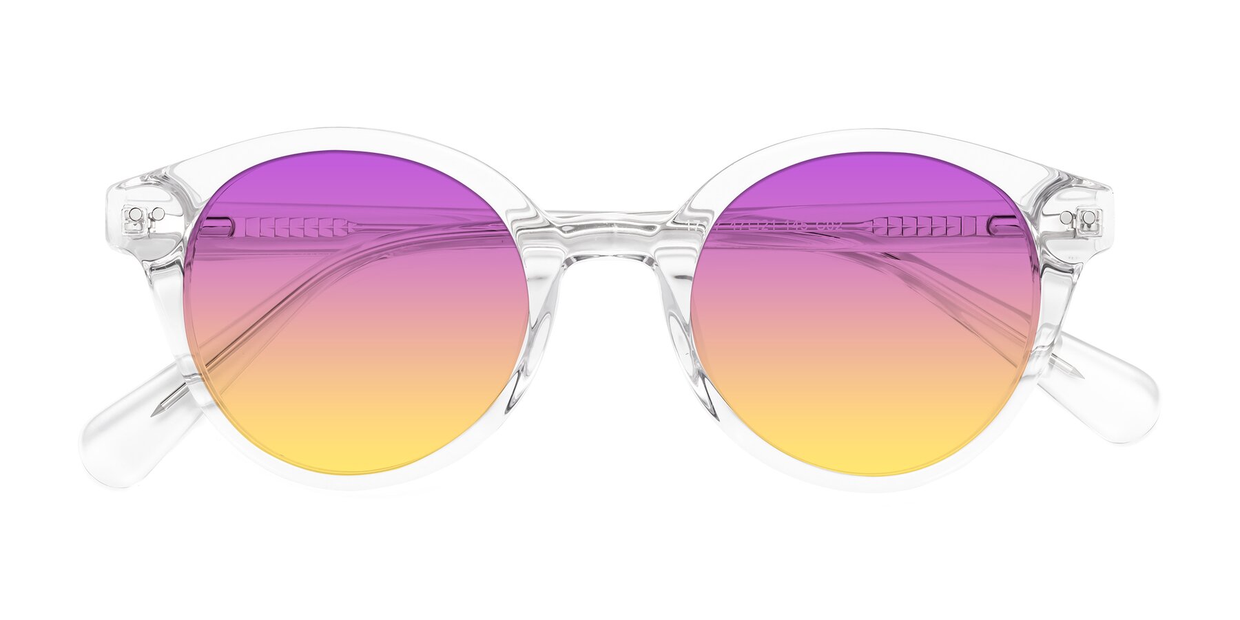 Folded Front of Bellion in Clear with Purple / Yellow Gradient Lenses