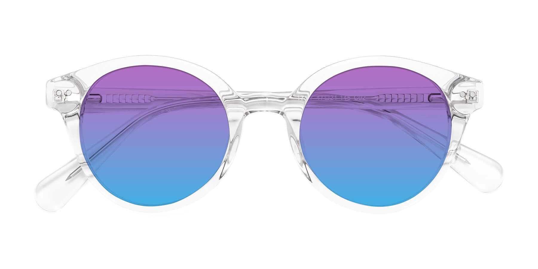 Folded Front of Bellion in Clear with Purple / Blue Gradient Lenses