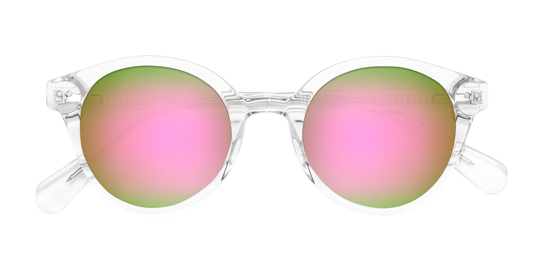 Folded Front of Bellion in Clear with Pink Mirrored Lenses