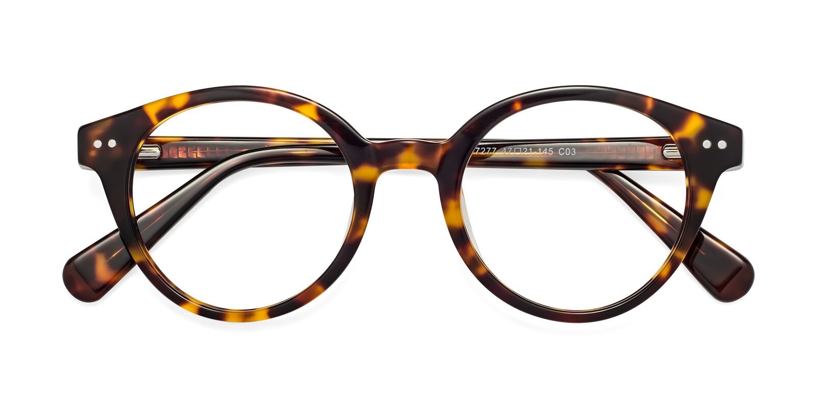 Tortoise Narrow HornRimmed Round Eyeglasses 17277