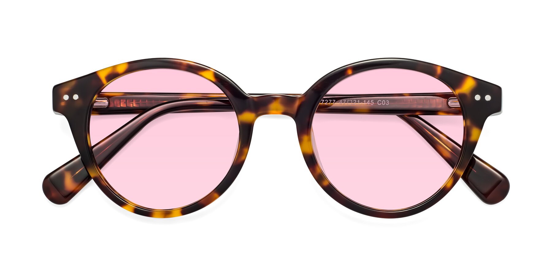 Folded Front of Bellion in Tortoise with Light Pink Tinted Lenses