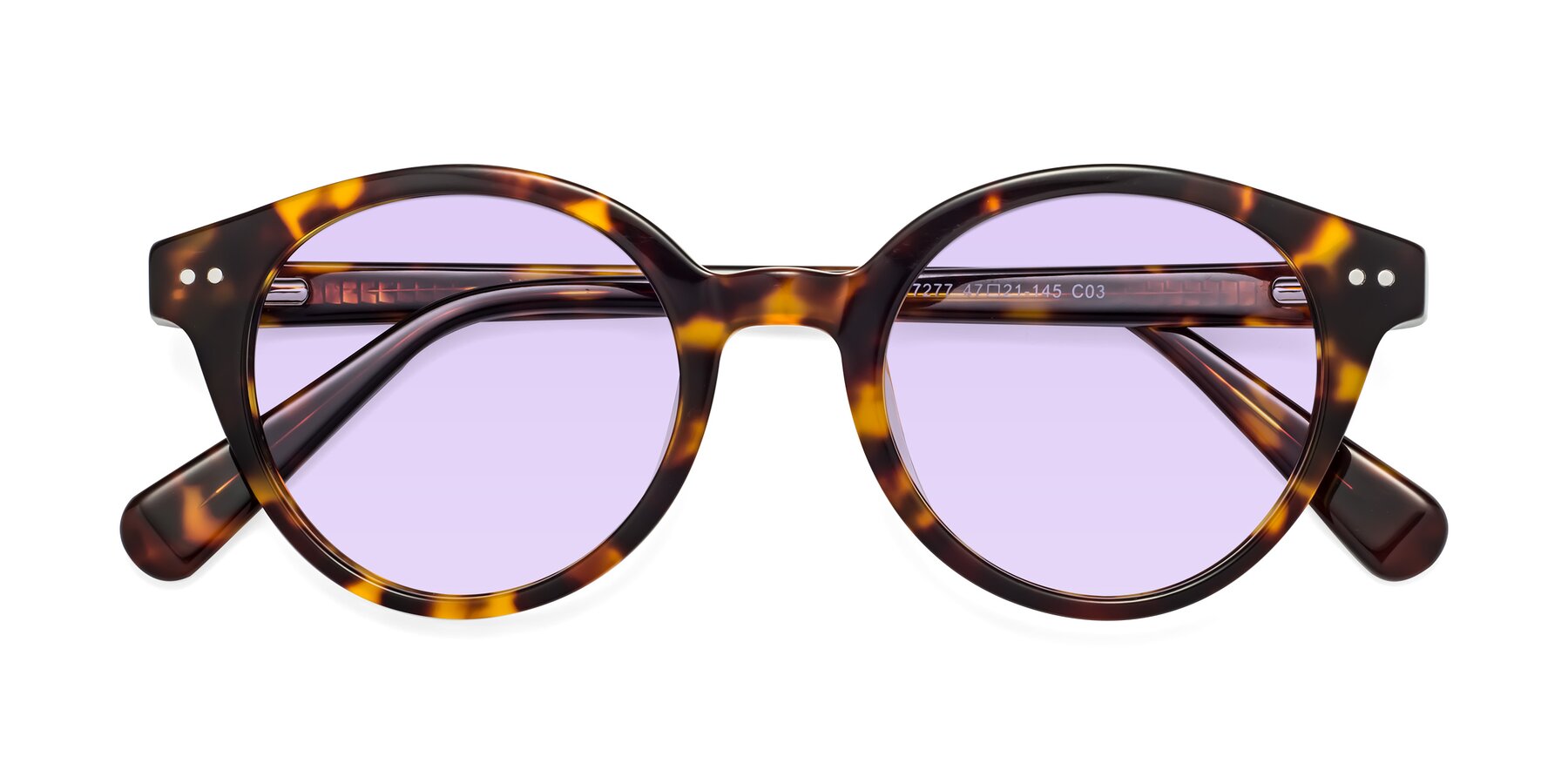 Folded Front of Bellion in Tortoise with Light Purple Tinted Lenses