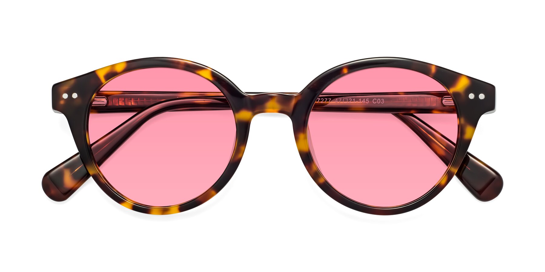 Folded Front of Bellion in Tortoise with Pink Tinted Lenses