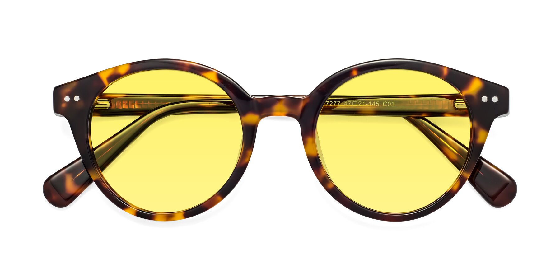 Folded Front of Bellion in Tortoise with Medium Yellow Tinted Lenses