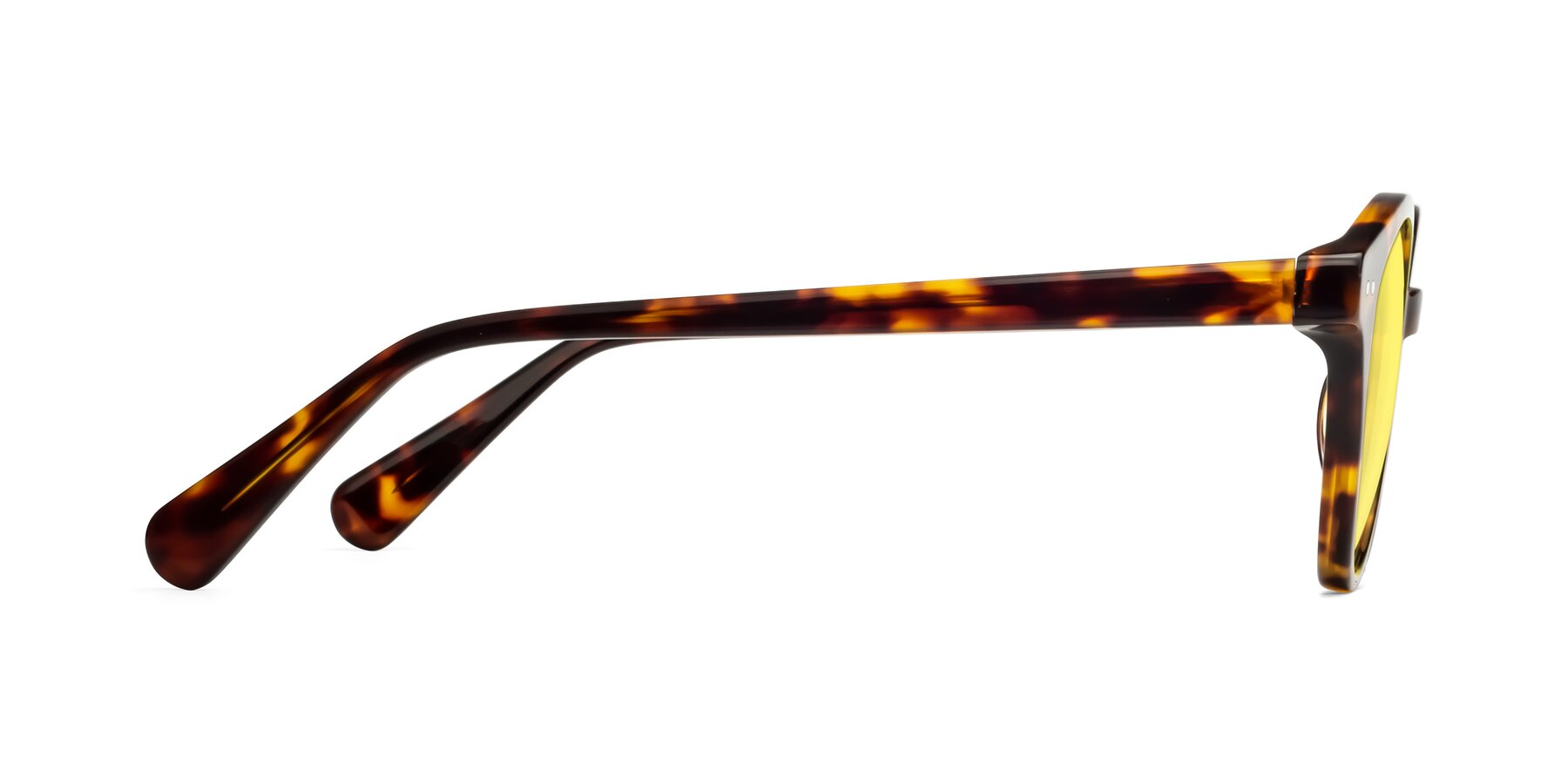 Side of Bellion in Tortoise with Medium Yellow Tinted Lenses