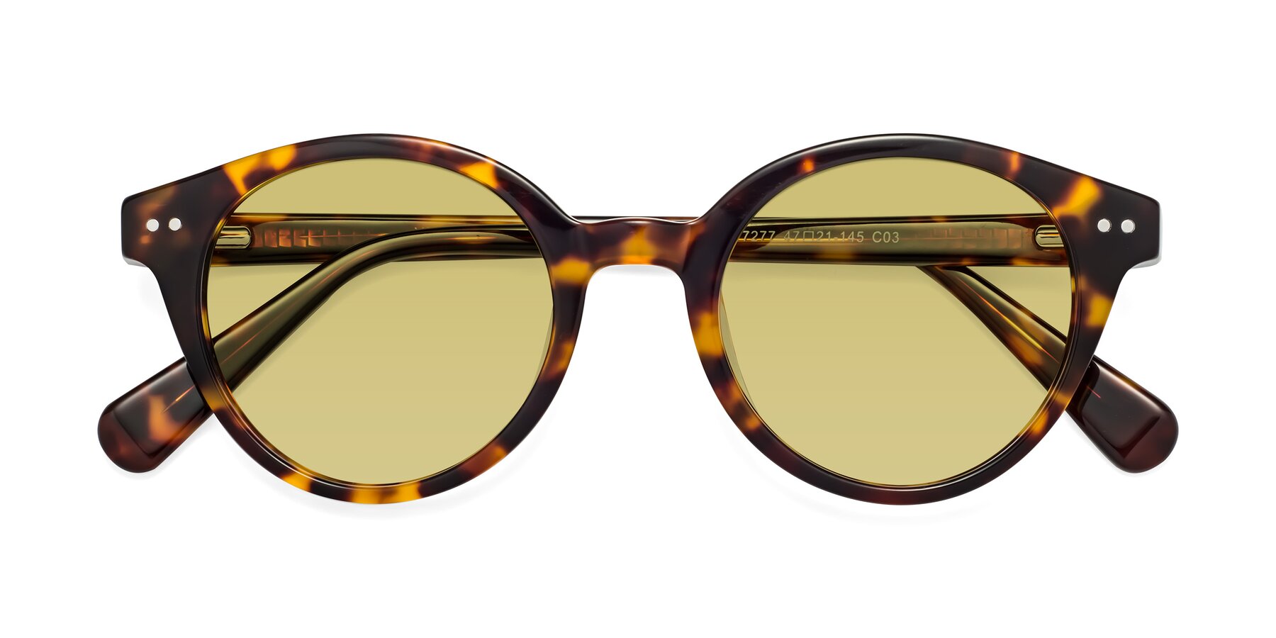 Folded Front of Bellion in Tortoise with Medium Champagne Tinted Lenses