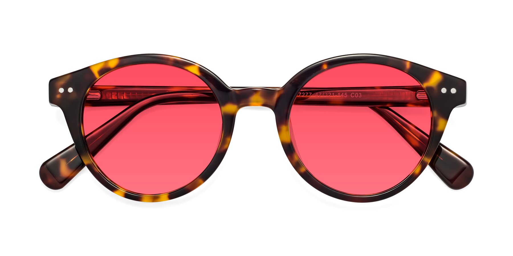 Folded Front of Bellion in Tortoise with Red Tinted Lenses