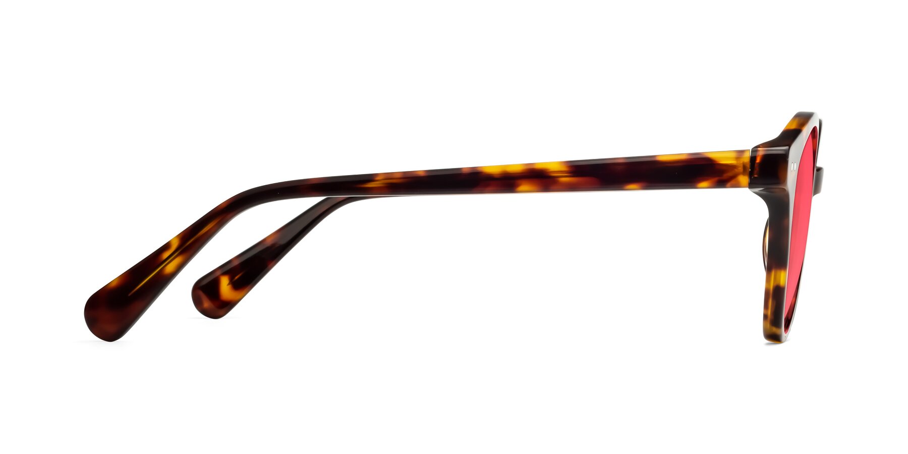 Side of Bellion in Tortoise with Red Tinted Lenses