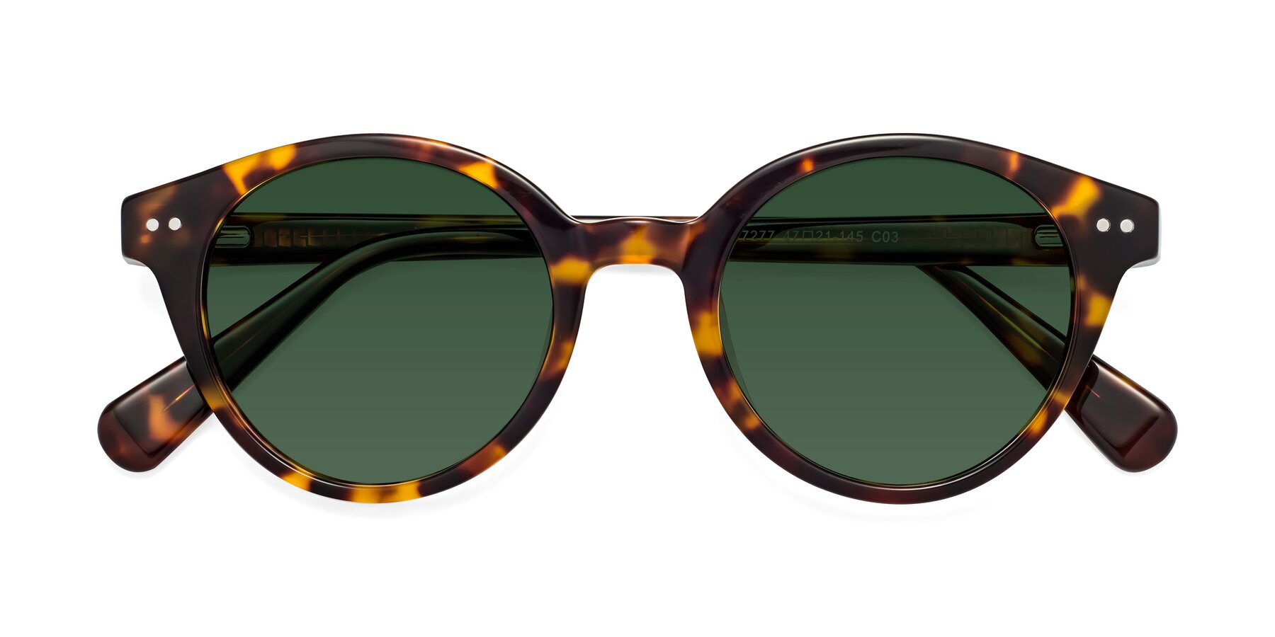 Folded Front of Bellion in Tortoise with Green Tinted Lenses