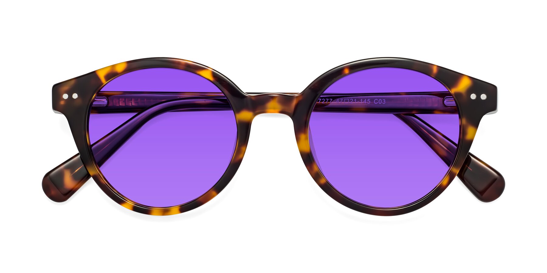 Folded Front of Bellion in Tortoise with Purple Tinted Lenses