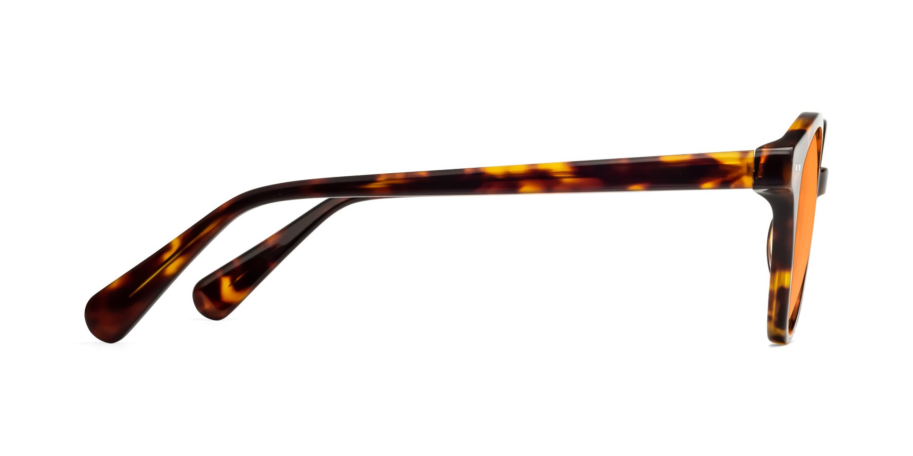 Side of Bellion in Tortoise with Orange Tinted Lenses