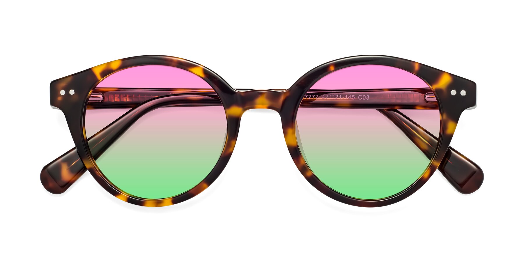 Folded Front of Bellion in Tortoise with Pink / Green Gradient Lenses