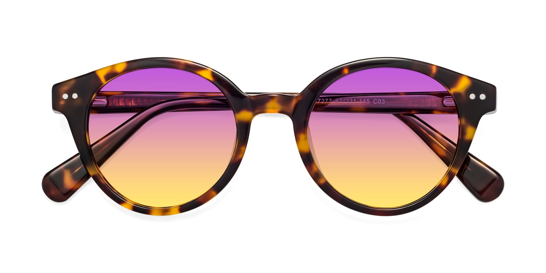 Folded Front of Bellion in Tortoise with Purple / Yellow Gradient Lenses