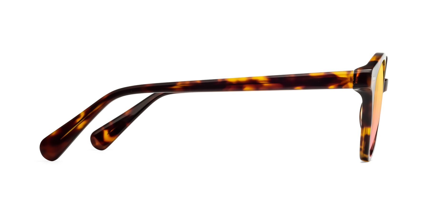 Side of Bellion in Tortoise with Yellow / Pink Gradient Lenses
