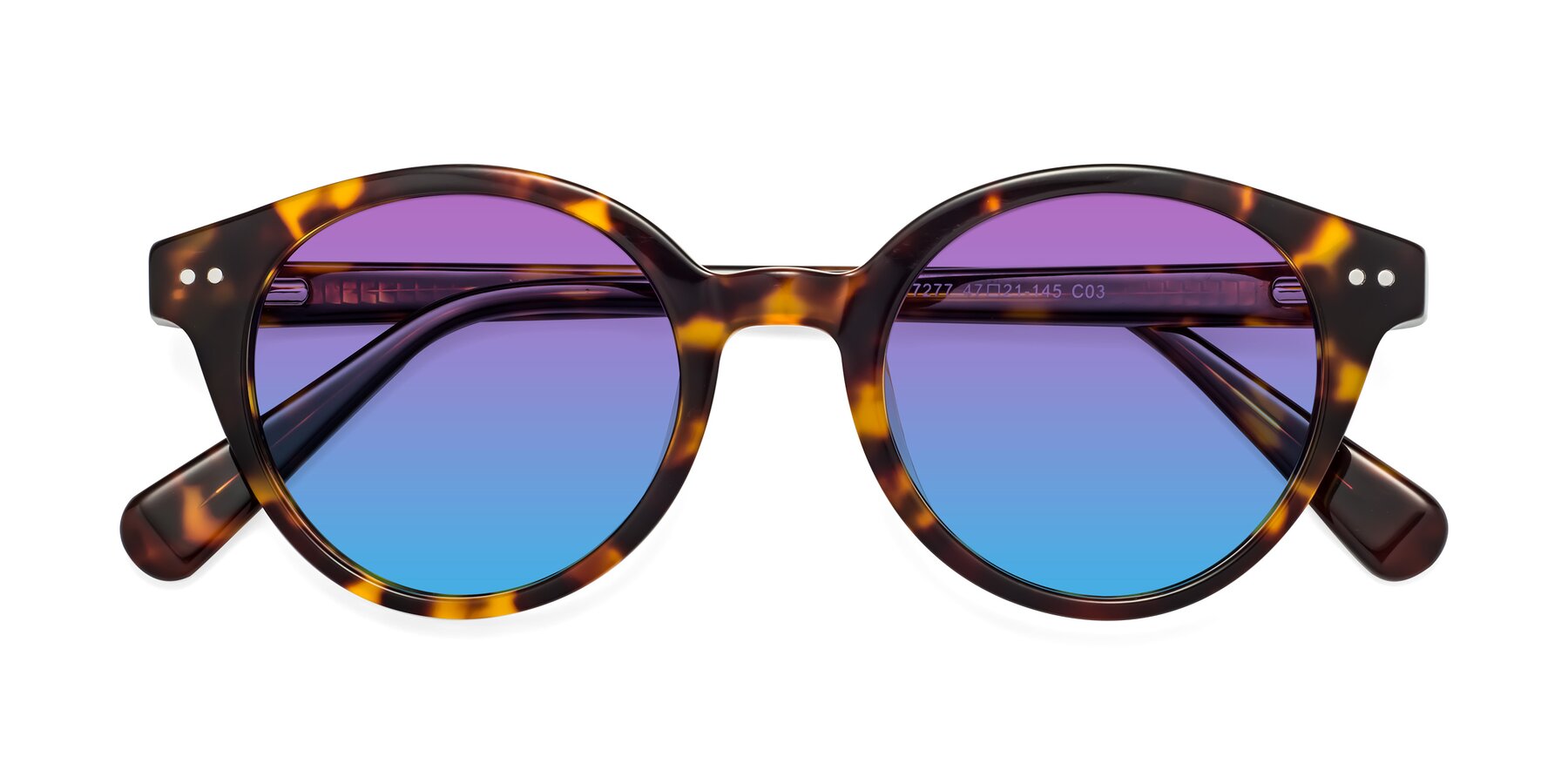 Folded Front of Bellion in Tortoise with Purple / Blue Gradient Lenses