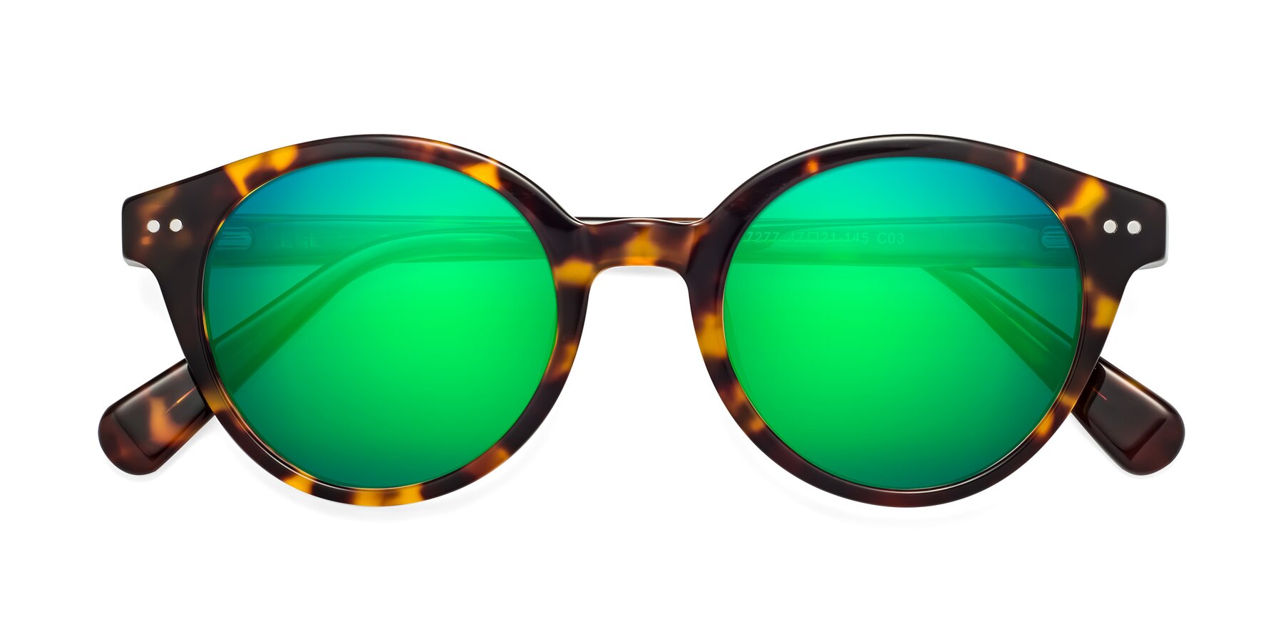 Folded Front of Bellion in Tortoise with Green Mirrored Lenses