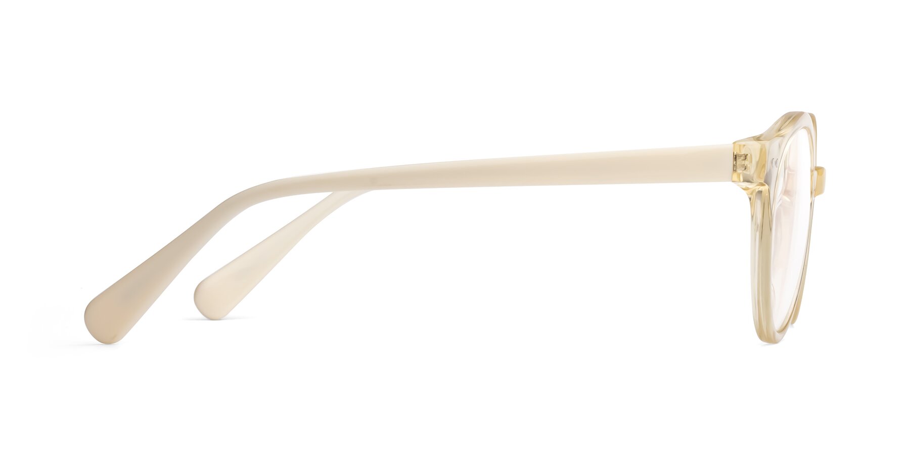 Side of Bellion in Transparent Beige with Clear Reading Eyeglass Lenses